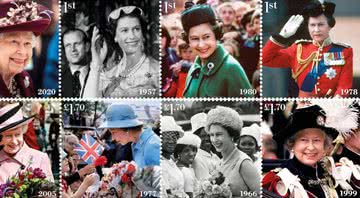 Imagens dos selos em homenagem aos 70 anos do reinado de Rainha Elizabeth II - Divulgação/ Royal Mail