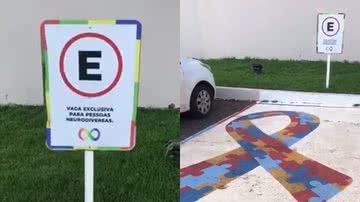 Vaga de estacionamento destinada para pessoas neurodiversas, em Palmas, Tocantins - Reprodução/Vídeo