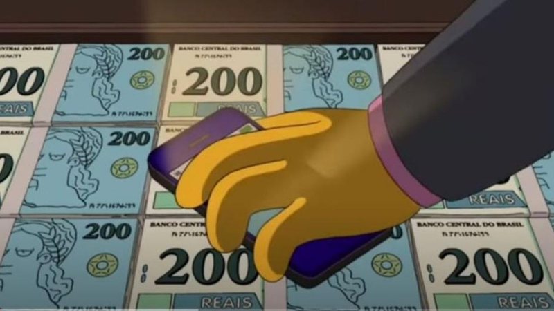 Notas de 200 reais presentes em episódio de Os Simpsons - Divulgação - Youtube