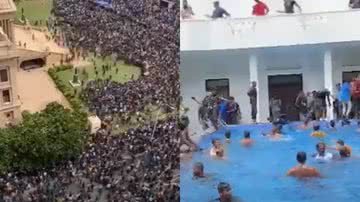 Registros da invasão da residência do presidente do Sri Lanka - Divulgação/Vídeo/Youtube/The Guardian