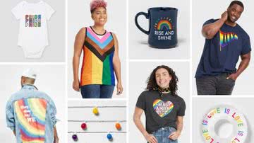 Imagem mostrando algumas das mercadorias de temática LGBT+ vendidas pelo supermercado - Divulgação/ Target