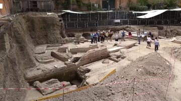 Ruínas do teatro romano de Nero - Reprodução/Video/New York Post