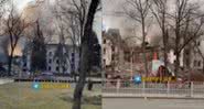 O teatro destruído em Mariupol, na Ucrânia - Divulgação/Vídeo/BBC