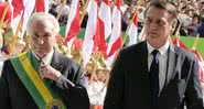 Michel Temer e Jair Bolsonaro caminham na rampa do Congresso Nacional durante posse - Agência Senado