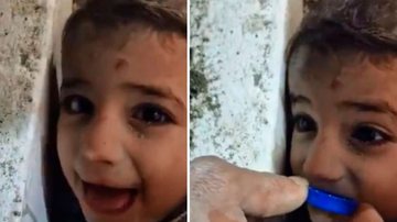 O pequeno refugiado sírio Muhammad Ahmed sob os escombros - Reprodução/Twitter