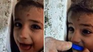 O pequeno refugiado sírio Muhammad Ahmed sob os escombros - Reprodução/Twitter