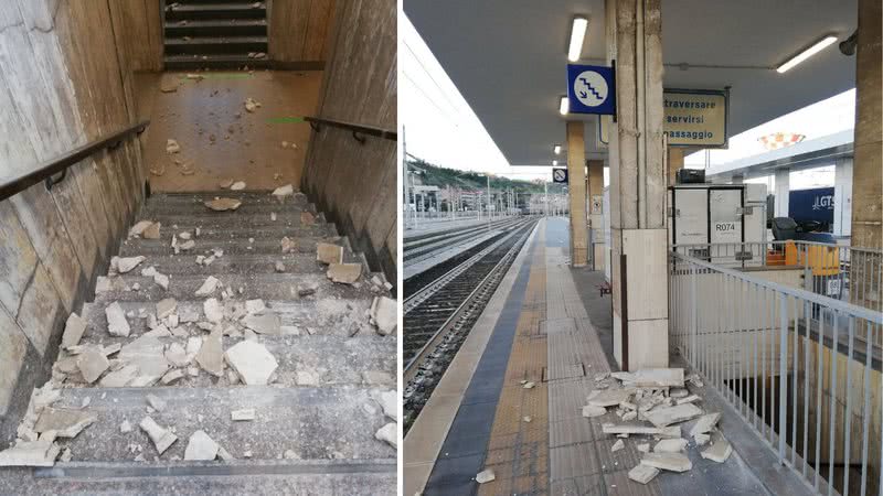 Fotografia de danos causados pelo tremor - Divulgação/ Twitter/ Marco Ferraglioni