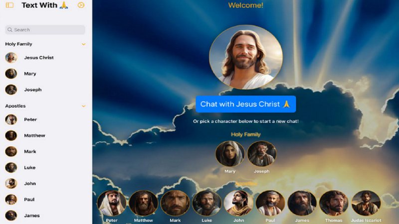 Interface do "Text With Jesus" - Catloaf Software