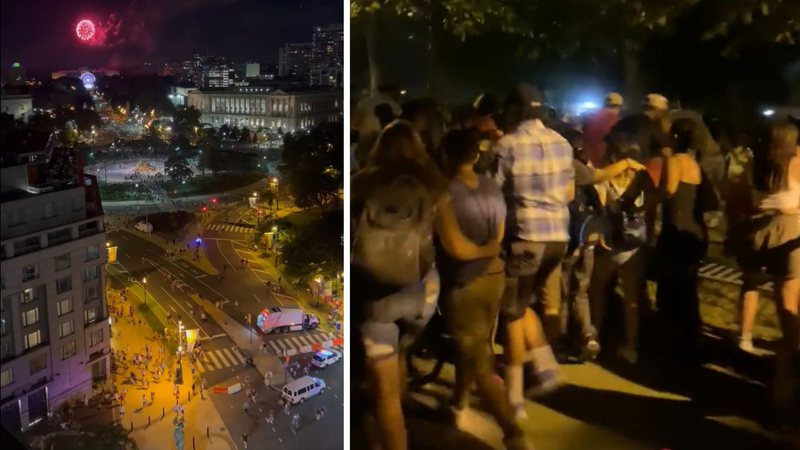 Trechos de vídeos mostrando pessoas correndo do barulho de tiros - Divulgação/ Twitter/ Arquivo Pessoal