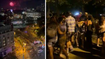 Trechos de vídeos mostrando pessoas correndo do barulho de tiros - Divulgação/ Twitter/ Arquivo Pessoal
