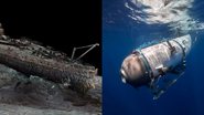 Varredura digital nos destroços do Titanic e imagem do submarino - ATLANTIC PRODUCTIONS/MAGELLAN e Divulgação/OceanGate Expeditions