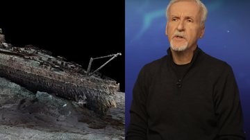 Os destroços do Titanic em varredura e James Cameron em entrevista - ATLANTIC PRODUCTIONS/MAGELLAN e reprodução/Vídeo