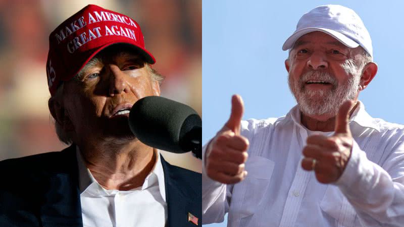 Á esquerda, Donald Trump e à direita, Luiz Inácio Lula da Silva - Getty Images