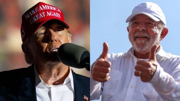 Á esquerda, Donald Trump e à direita, Luiz Inácio Lula da Silva - Getty Images