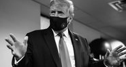 Fotografia em preto e branco com Donald Trump trajando uma máscara facial - Divulgação/Twitter/DonaldTrump