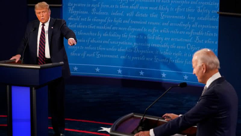 Trump e Biden durante os debates presidenciais