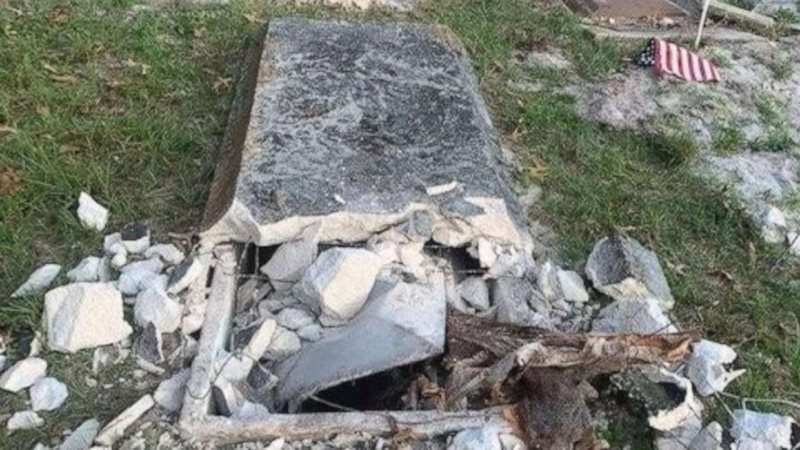 Imagem do túmulo violado na Flórida - Divulgação/Gabinete do Xerife do Condado de Lake