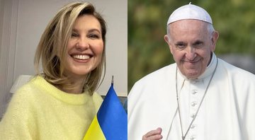 Montagem entre Olena Zelenska e o papa Francisco - Divulgação / Redes sociais - Getty Images