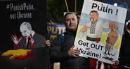 Manifestantes protestam contra a invasão da Ucrânia - Getty Images