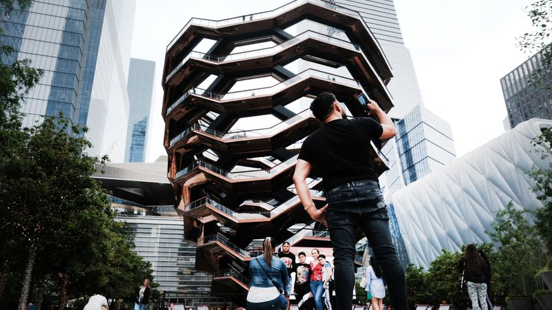 Espiral de escadas do prédio The Vessel, em Manhattan, Nova York - Getty Images