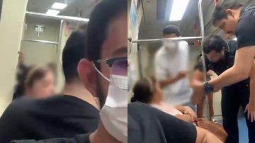 Trechos do vídeo que mostra idosa sendo retirada do metrô de São Paulo após comentários homofóbicos - Reprodução/Vídeo