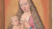 Pintura ilustrativa mostrando Virgem Maria amamentando o Menino Jesus - Domínio Público