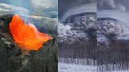 Trechos de vídeos mostrando erupção - Divulgação/ Redes Sociais