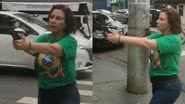 Trechos de vídeo em que Carla Zambelli aponta arma de fogo para homem - Reprodução/Vídeo
