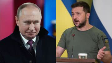 Montagem mostrando Putin e Zelensky - Getty Images