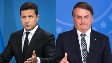 Presidentes ucraniano e brasileiro Volodymyr Zelensky e Jair Bolsonaro - Getty Images