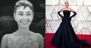 Respectivamente: Audrey Hepburn em 1954 e Lady Gaga em 2019 - Divulgação / Youtube / Oscars / Getty Images