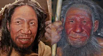 Reconstrução de H. sapiens e Neandertal - Wikimedia Commons
