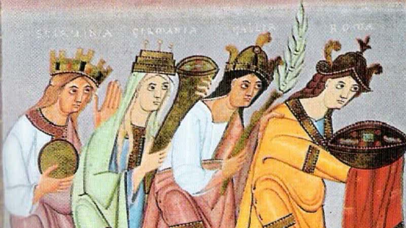 Ilustração medieval de mulheres - Divulgação