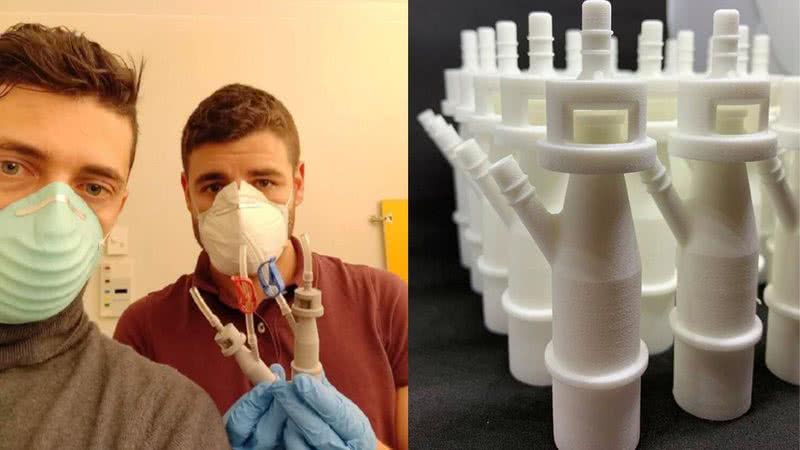 Peças produzidas em impressora 3D ajudam no tratamento de coronavírus - Divulgação/ Facebook
