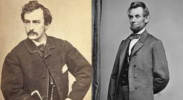 Joh Wilkes Booth (à esq.) em montagem com Abraham Lincoln (à dir.) - Wikimedia Commons