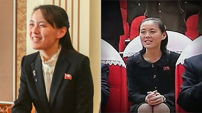 Kim Yo-jong em encontro oficial em 2018 (à esq.) e em evento enquanto seu pai era vivo (à dir.) - Divulgação
