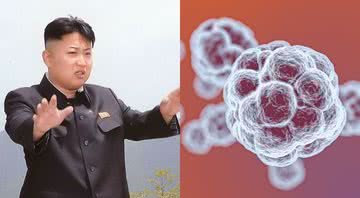 Montagem com Kim Jon-Un e uma representação gráfica do COVID-19 - Getty Images