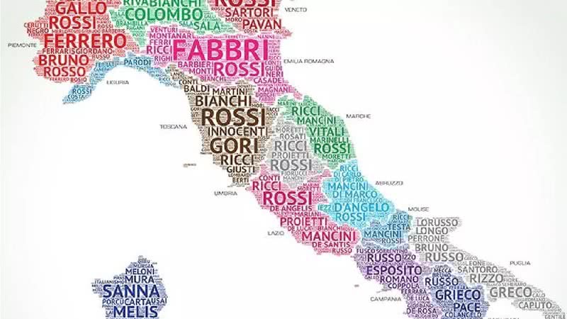 Mapa de sobrenomes da Itália - Divulgação