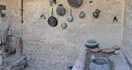 Cozinha reconstruída em Pompeia - divulg.