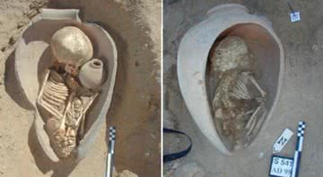 Crianças enterradas em vasos cerâmicos - BÉATRIX MIDANT-REYNES/INSTITUT FRANÇAIS D’ARCHÉOLOGIE ORIENTAL