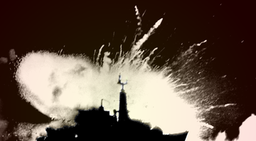 Destruição da fragata britânica HMS Antelope em 24 de maio de 1982 - Getty Images