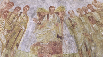 Um dos afrescos encontrados com a imagem de Cristo - Comissão Pontifícia de Arqueologia Sacra