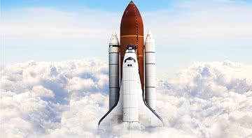 Ônibus espacial durante uma missão - Shutterstock