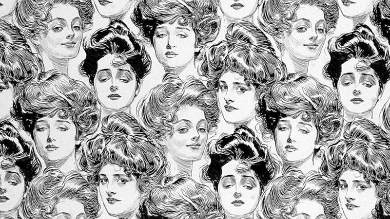 Papel de parede de 1902 com as icônicas faces - Charles Dana Gibson