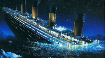 Ilustração do navio Titanic naufragando - Getty Images