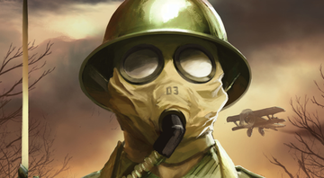 Soldado usando máscara de gás - AH