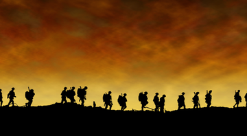 Silhuetas de soldados da Primeira Guerra Mundial  - Shutterstock