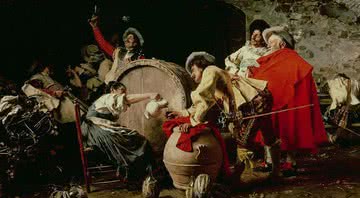 Soldados do século 18 bebendo; provavelmente a recepção aos ingleses não foi tão amigável - Francesco Vinea