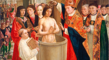 O batismo de Clóvis, por São Remígio - Wikimedia Commons