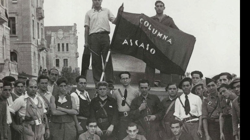 Organização anarco-sindicalista da CNT durante a Guerra Civil Espanhola, em Aragão.  - Wikimedia Commons